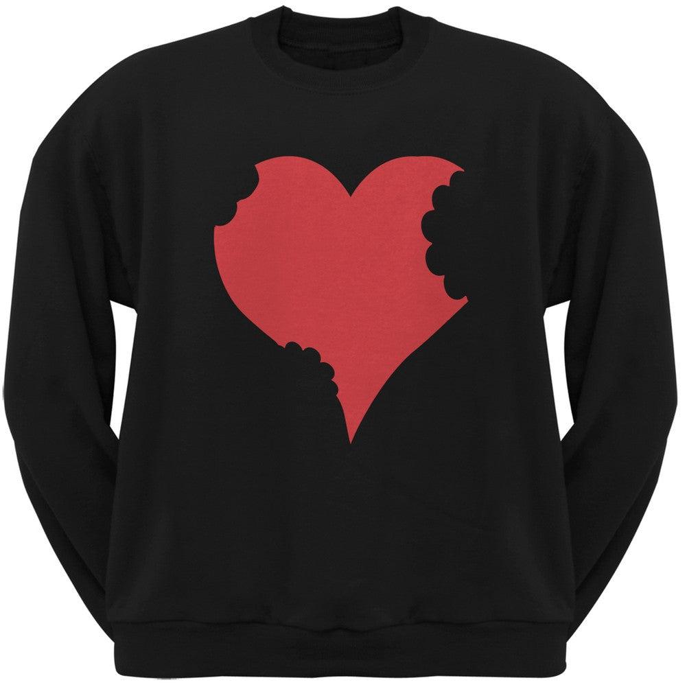 Bitten Heart Black Adult Crew Neck Sweatshirt Men's Sweatshirts Old Glory   