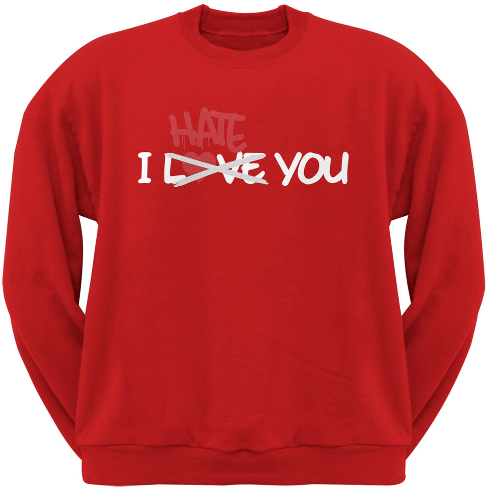 I Hate You Black Adult Crew Neck Sweatshirt Men's Sweatshirts Old Glory   