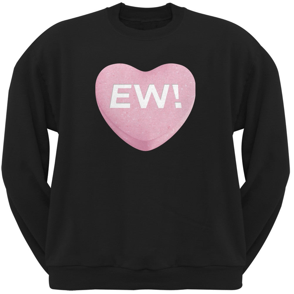 Ew Candy Heart Black Adult Crew Neck Sweatshirt Men's Sweatshirts Old Glory   