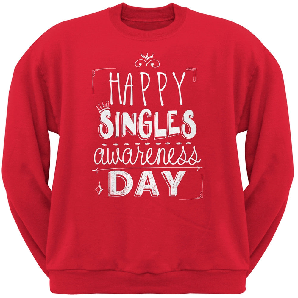 Happy Singles Awareness Day Black Adult Crew Neck Sweatshirt Men's Sweatshirts Old Glory   