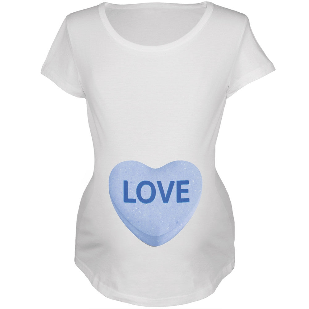 Baby Blue Love Candy Heart Black Womens Soft Maternity Long Sleeve T-Shirt Maternity T-Shirts Old Glory   