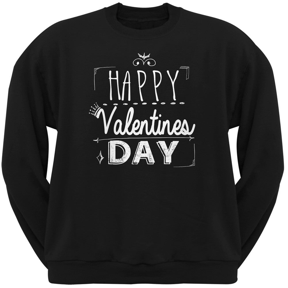 Happy Valentines Day Sign Red Adult Crew Neck Sweatshirt Men's Sweatshirts Old Glory   