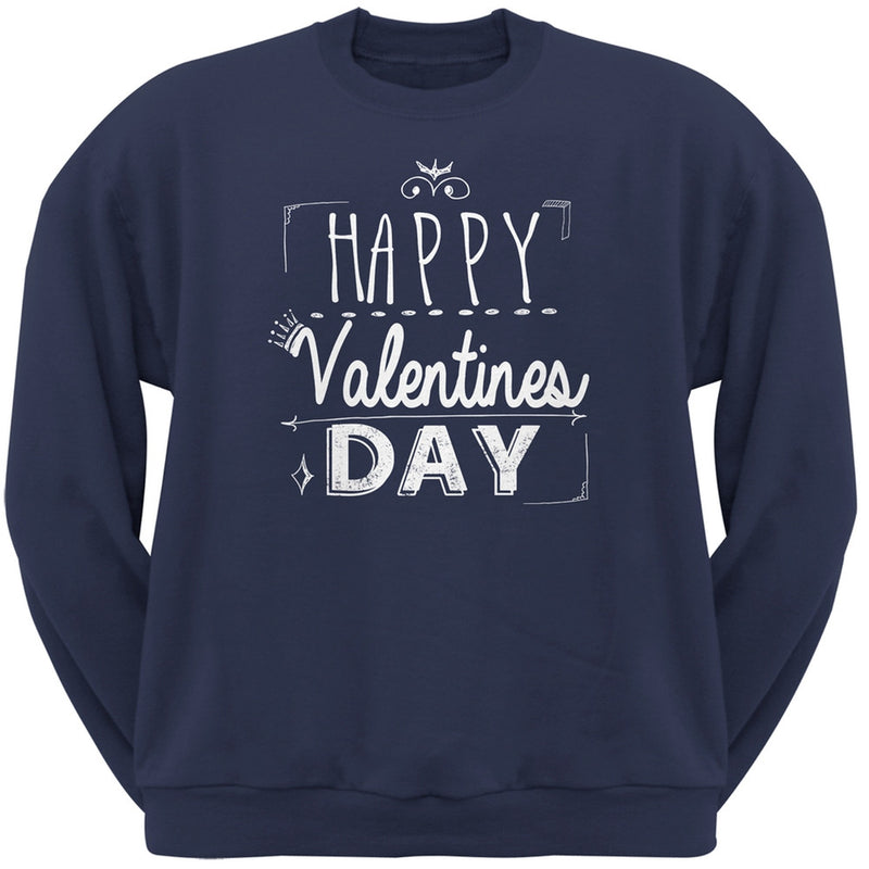 Happy Valentines Day Sign Red Adult Crew Neck Sweatshirt Men's Sweatshirts Old Glory   