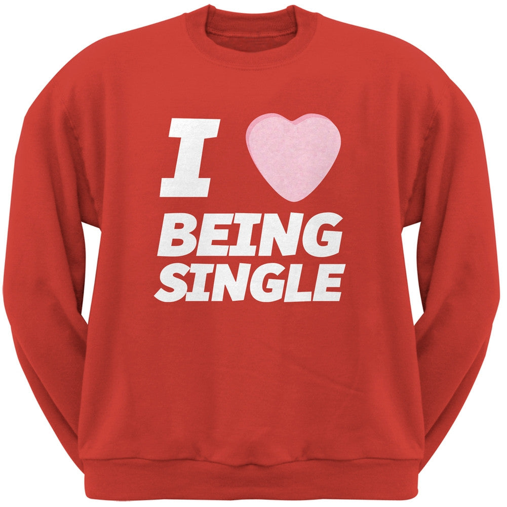 I Love Being Single Candy Heart Black Adult Crew Neck Sweatshirt Men's Sweatshirts Old Glory   