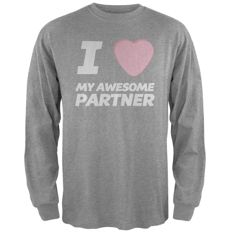 I Love My Awesome Partner Candy Heart Black Adult Long Sleeve T-Shirt Men's Long Sleeves Old Glory   