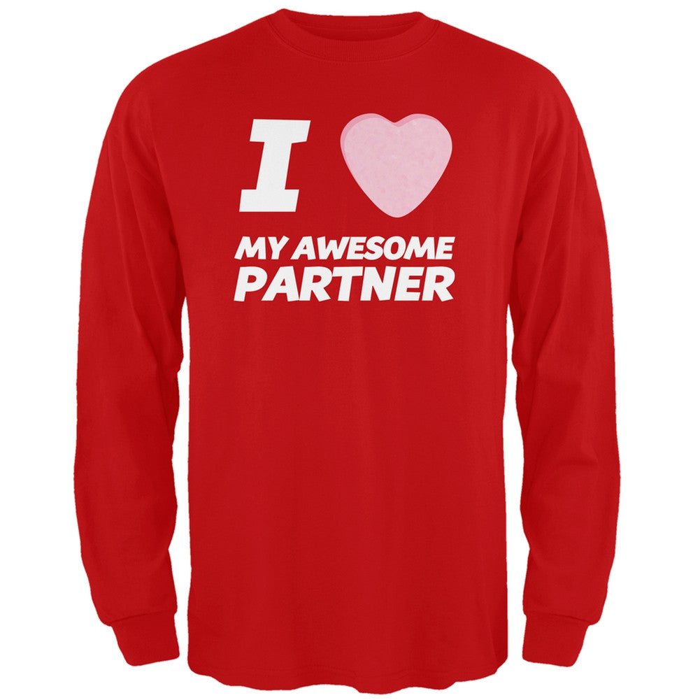 I Love My Awesome Partner Candy Heart Black Adult Long Sleeve T-Shirt Men's Long Sleeves Old Glory   