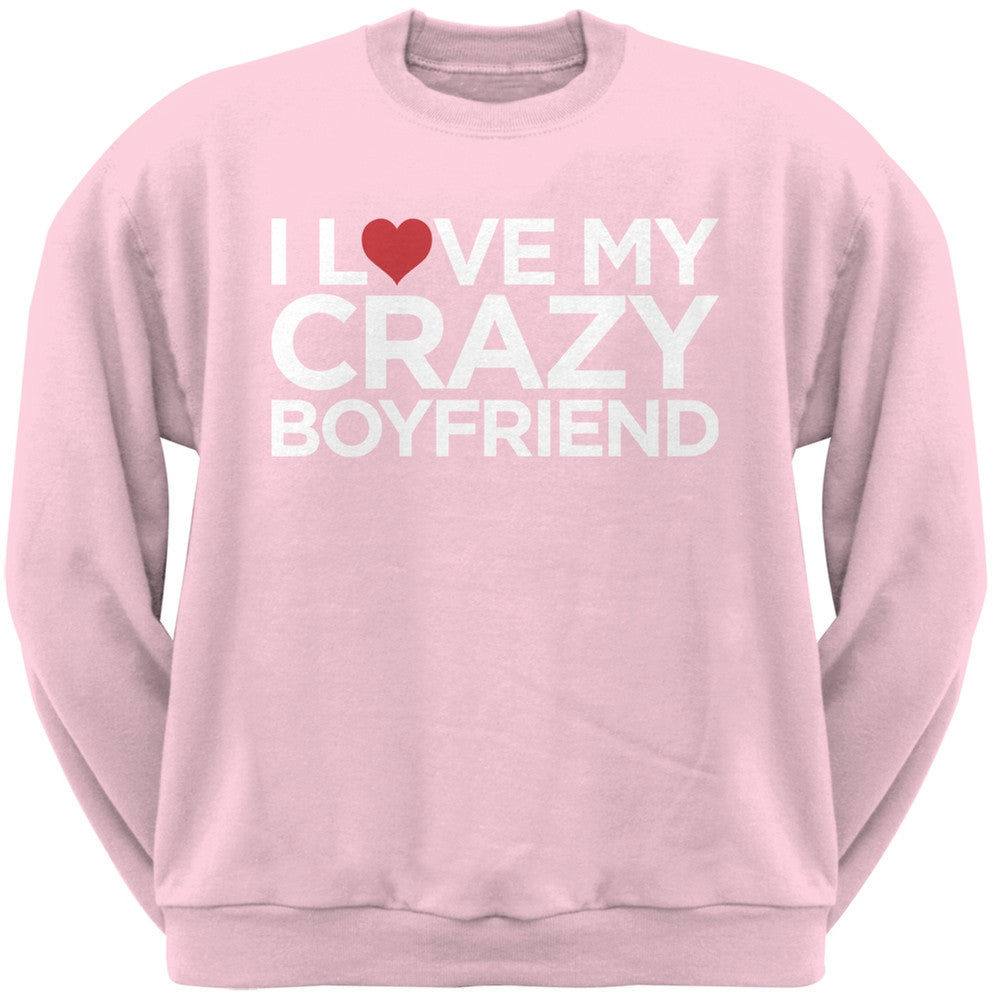 I Love My Crazy Boyfriend Black Adult Crew Neck Sweatshirt Men's Sweatshirts Old Glory   