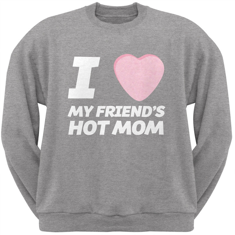 I Love My Friends Hot Mom Candy Heart Black Adult Crew Neck Sweatshirt Men's Sweatshirts Old Glory   