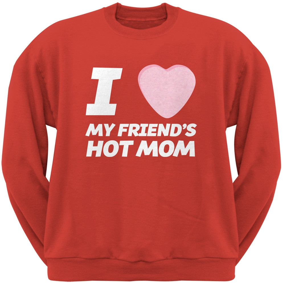 I Love My Friends Hot Mom Candy Heart Black Adult Crew Neck Sweatshirt Men's Sweatshirts Old Glory   