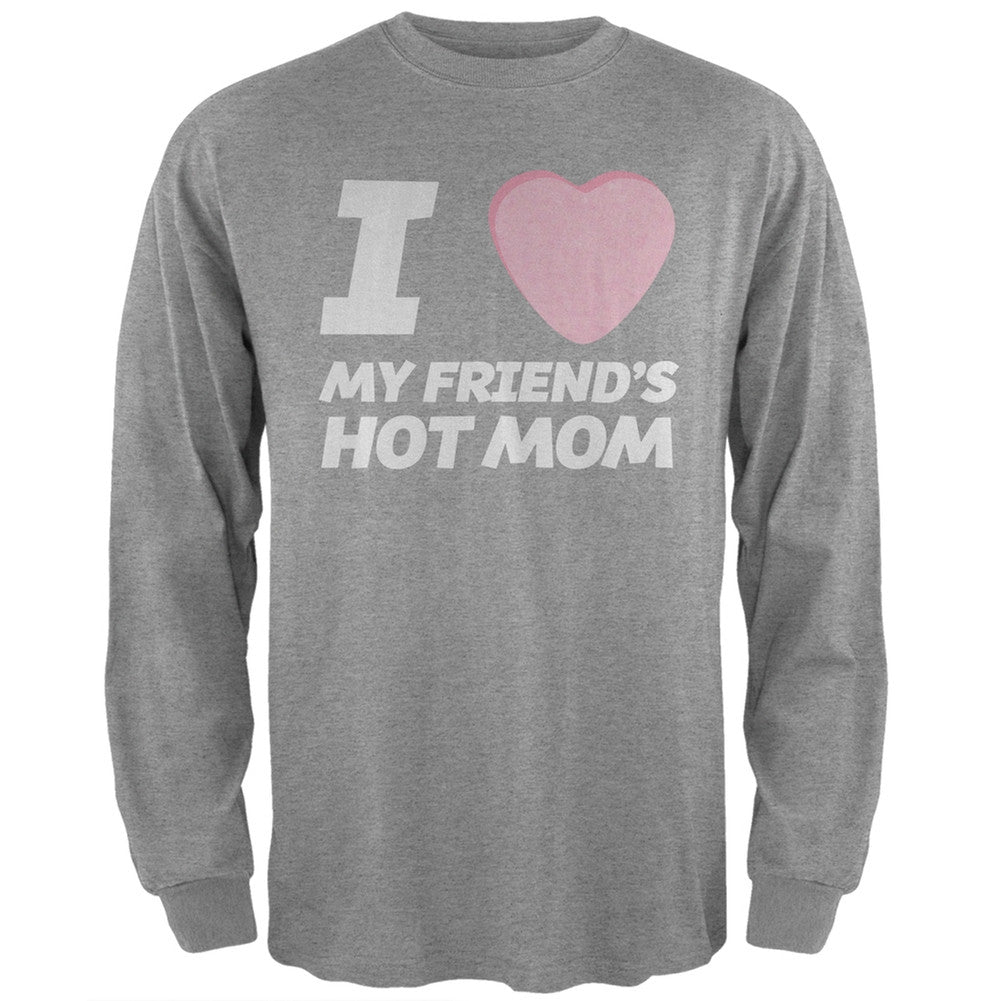 I Love My Friends Hot Mom Candy Heart Black Adult Long Sleeve T-Shirt Men's Long Sleeves Old Glory   