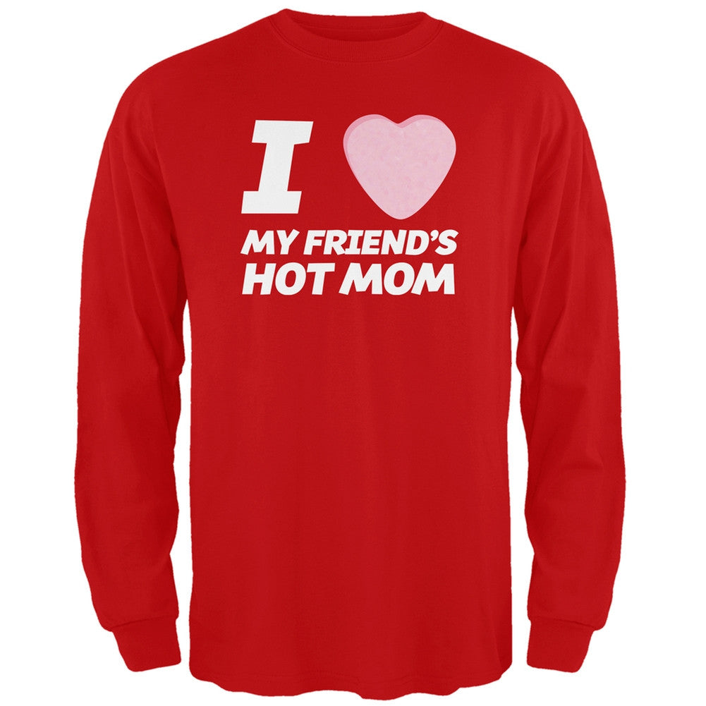 I Love My Friends Hot Mom Candy Heart Black Adult Long Sleeve T-Shirt Men's Long Sleeves Old Glory   