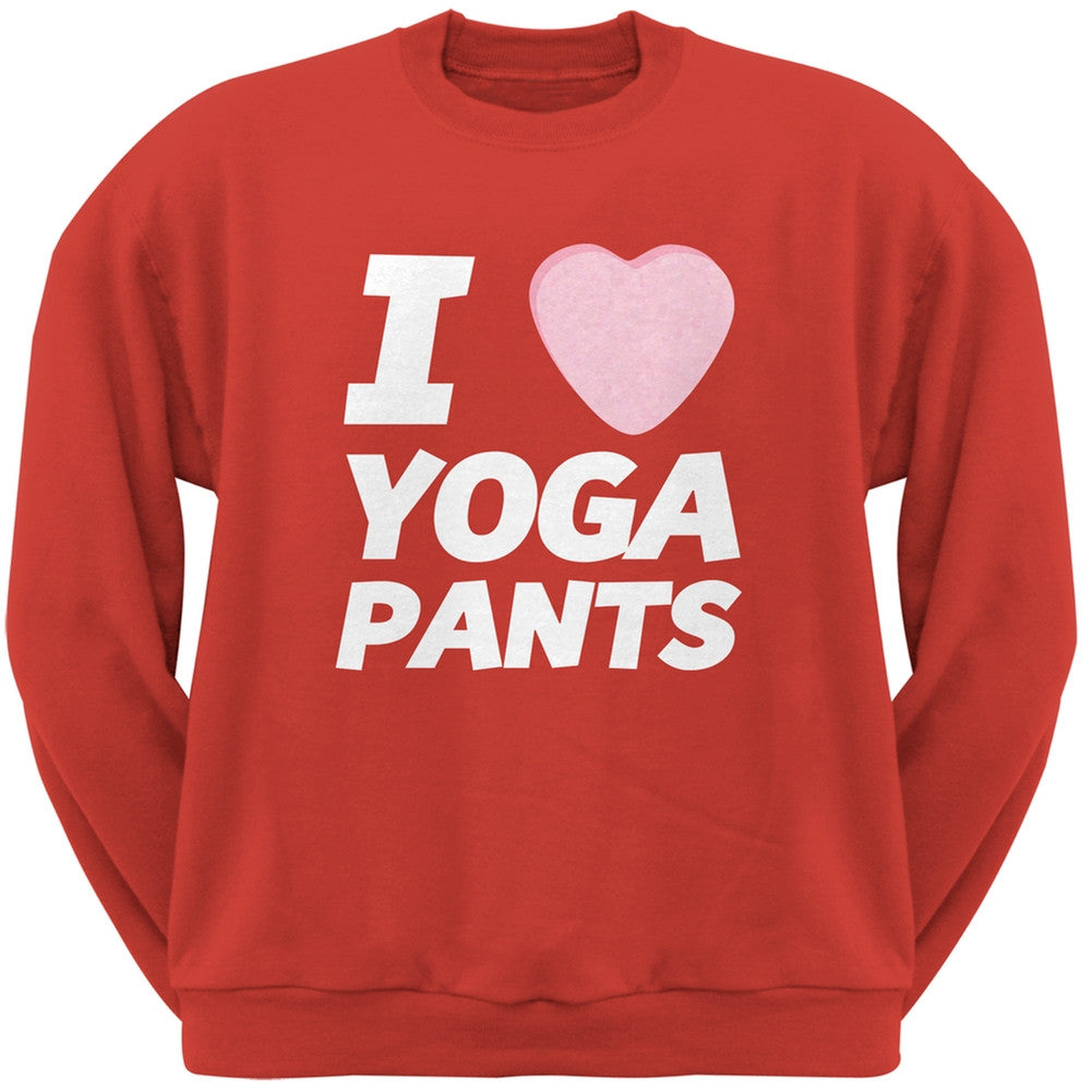 I Love Yoga Pants Candy Heart Heather Grey Adult Crew Neck Sweatshirt Men's Sweatshirts Old Glory   