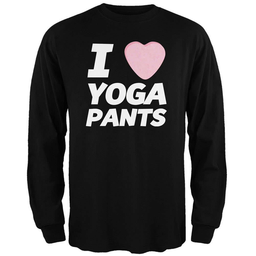 I Love Yoga Pants Candy Heart Heather Grey Adult Long Sleeve T-Shirt Men's Long Sleeves Old Glory   