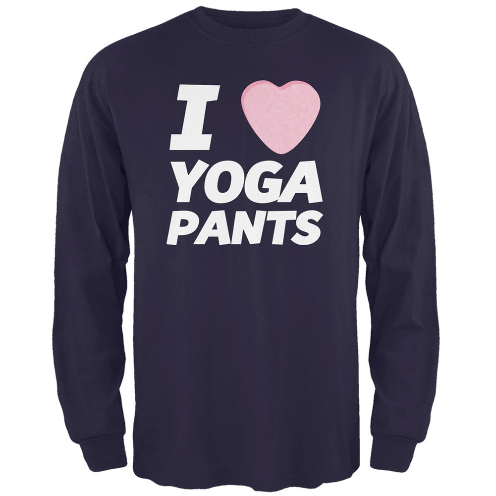 I Love Yoga Pants Candy Heart Black Adult Long Sleeve T-Shirt Men's Long Sleeves Old Glory   