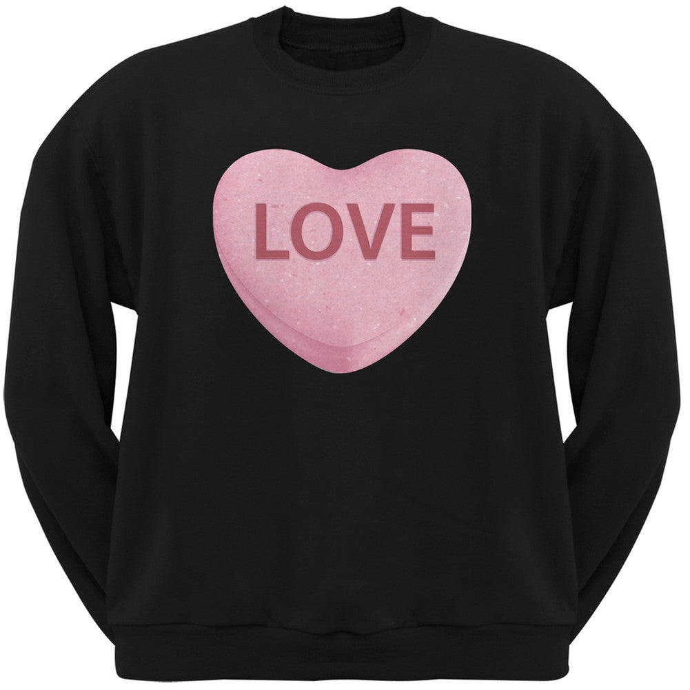 Pink Love Candy Heart Black Adult Crew Neck Sweatshirt Men's Sweatshirts Old Glory   