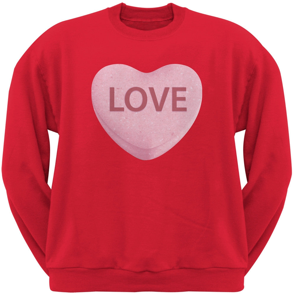 Pink Love Candy Heart Black Adult Crew Neck Sweatshirt Men's Sweatshirts Old Glory   