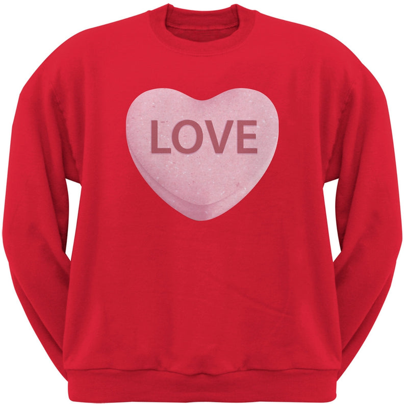 Pink Love Candy Heart Black Adult Crew Neck Sweatshirt Men's Sweatshirts Old Glory   