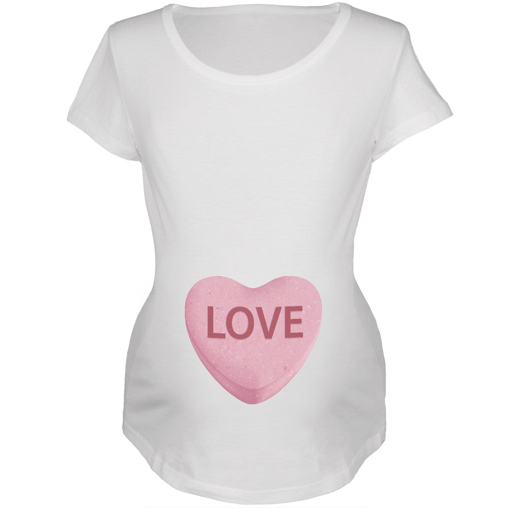 Pink Love Candy Heart Womens Black Soft Maternity Long Sleeve T-Shirt Maternity T-Shirts Old Glory   