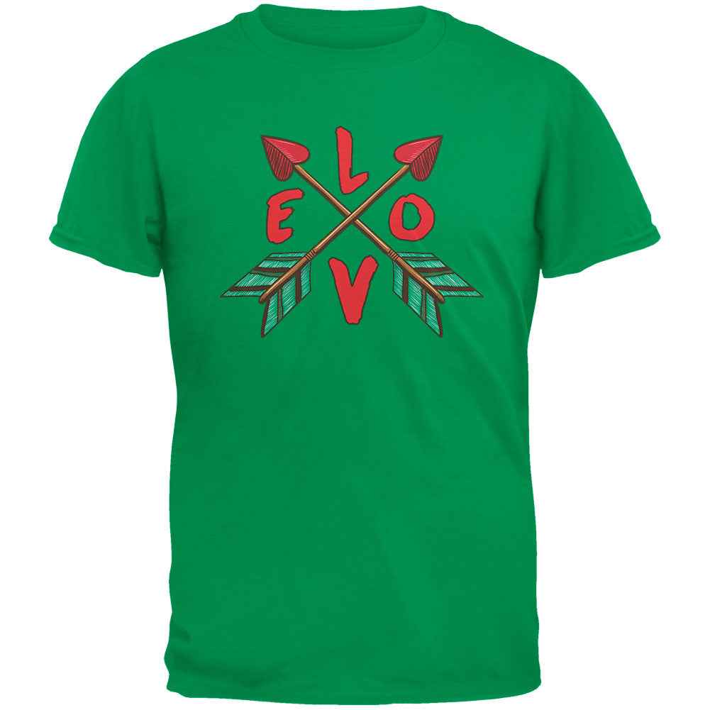 Crossed Love Arrows Irish Green Adult T-Shirt Men's T-Shirts Old Glory 2XL Green 