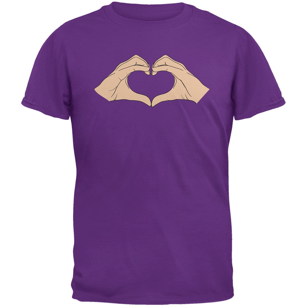 Heart Hands Purple Adult T-Shirt Men's T-Shirts Old Glory 2XL Purple 