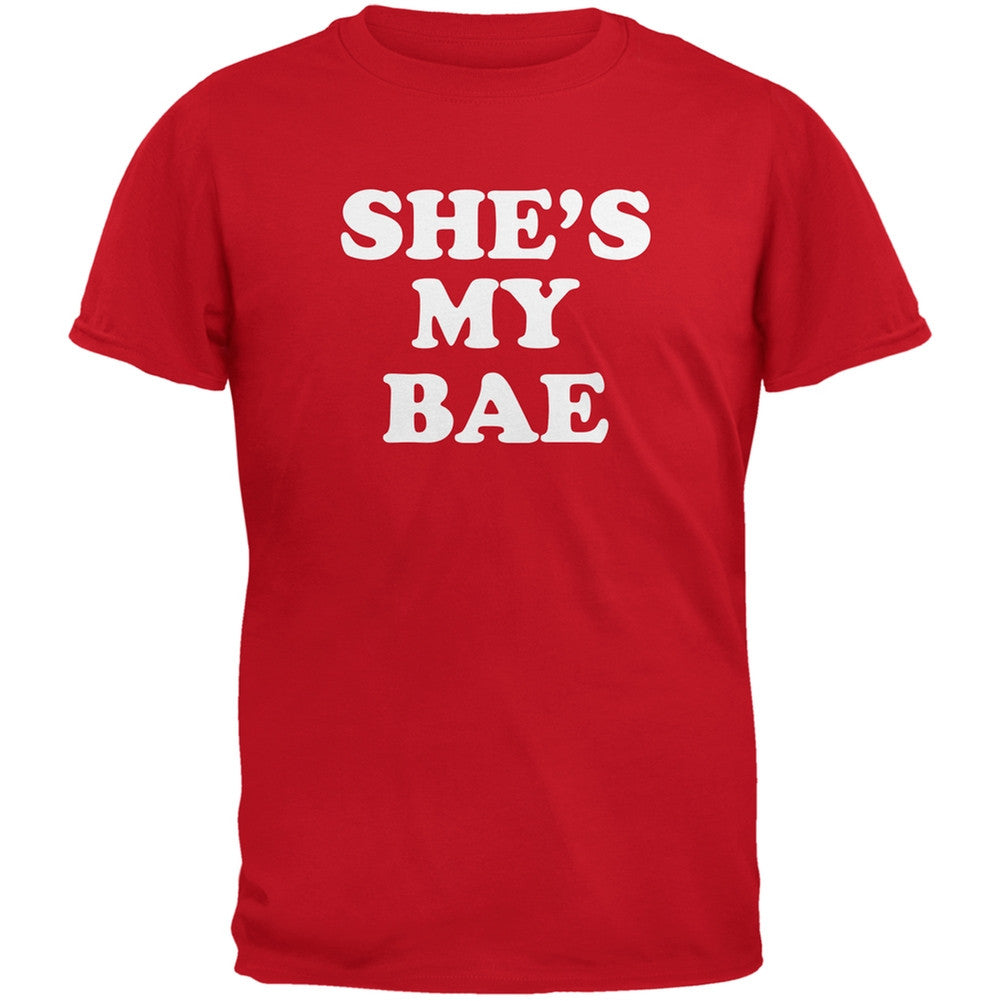 She's My Bae Red Adult T-Shirt Men's T-Shirts Old Glory 2XL Red 