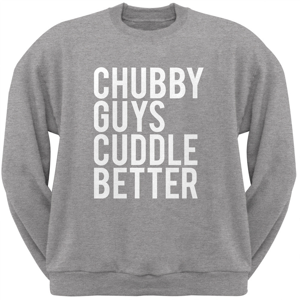 Chubby Guys Cuddle Better Heather Grey Adult Crew Neck Sweatshirt Men's Sweatshirts Old Glory 2XL Grey 