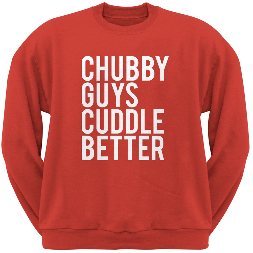 Chubby Guys Cuddle Better Red Adult Crew Neck Sweatshirt Men's Sweatshirts Old Glory SM Red 