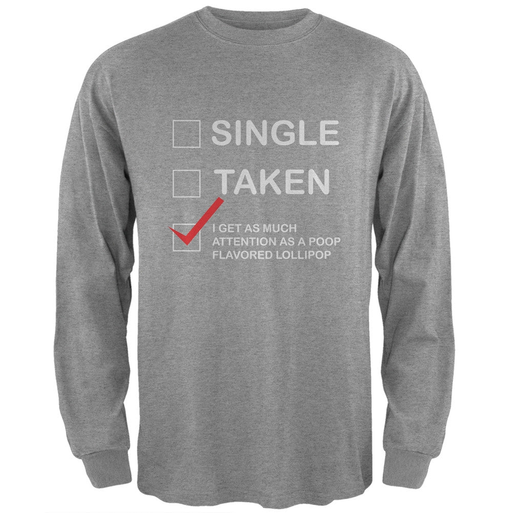 Valentine's Day I Get No Attention Heather Grey Adult Long Sleeve T-Shirt Men's Long Sleeves Old Glory 2XL Grey 