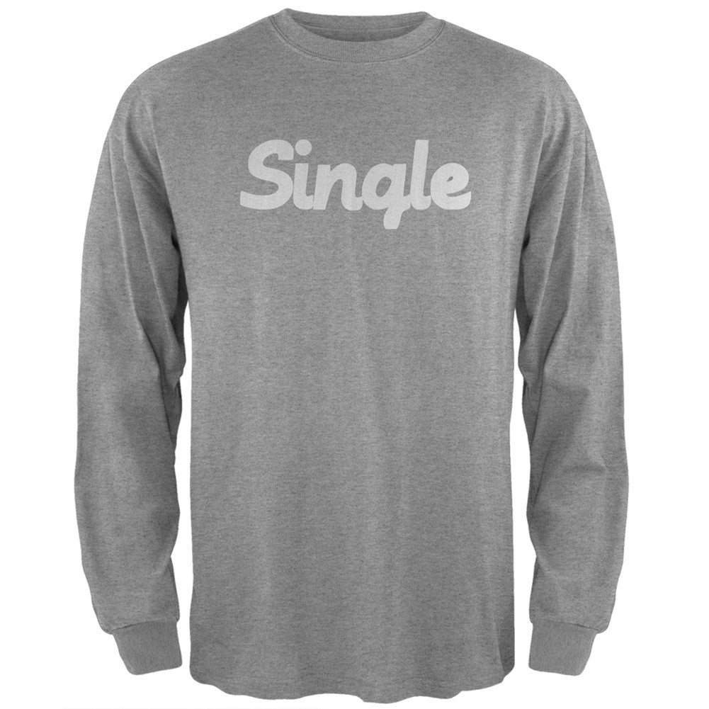 Valentine's Day Single Heather Grey Adult Long Sleeve T-Shirt Men's Long Sleeves Old Glory 2XL Grey 