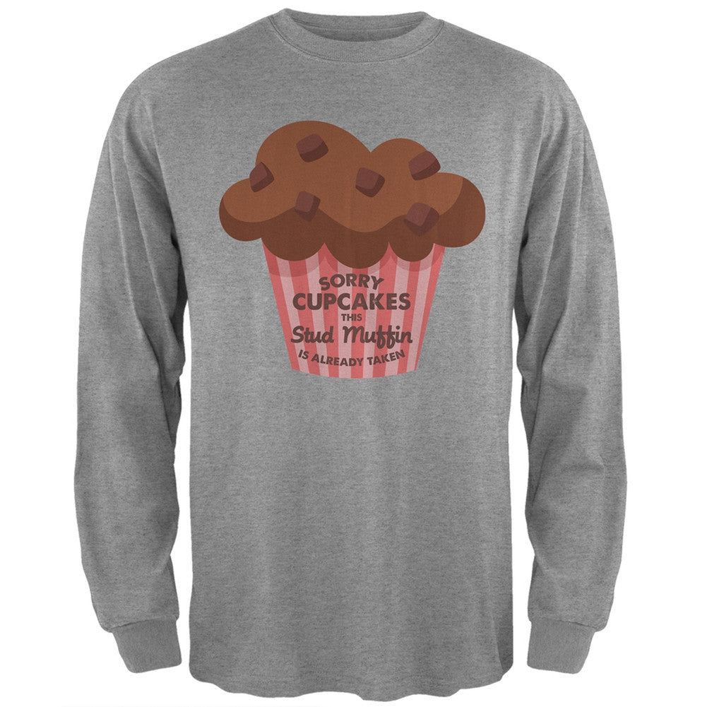 Valentine's Day Sorry Cupcakes Heather Grey Adult Long Sleeve T-Shirt Men's Long Sleeves Old Glory 2XL Grey 