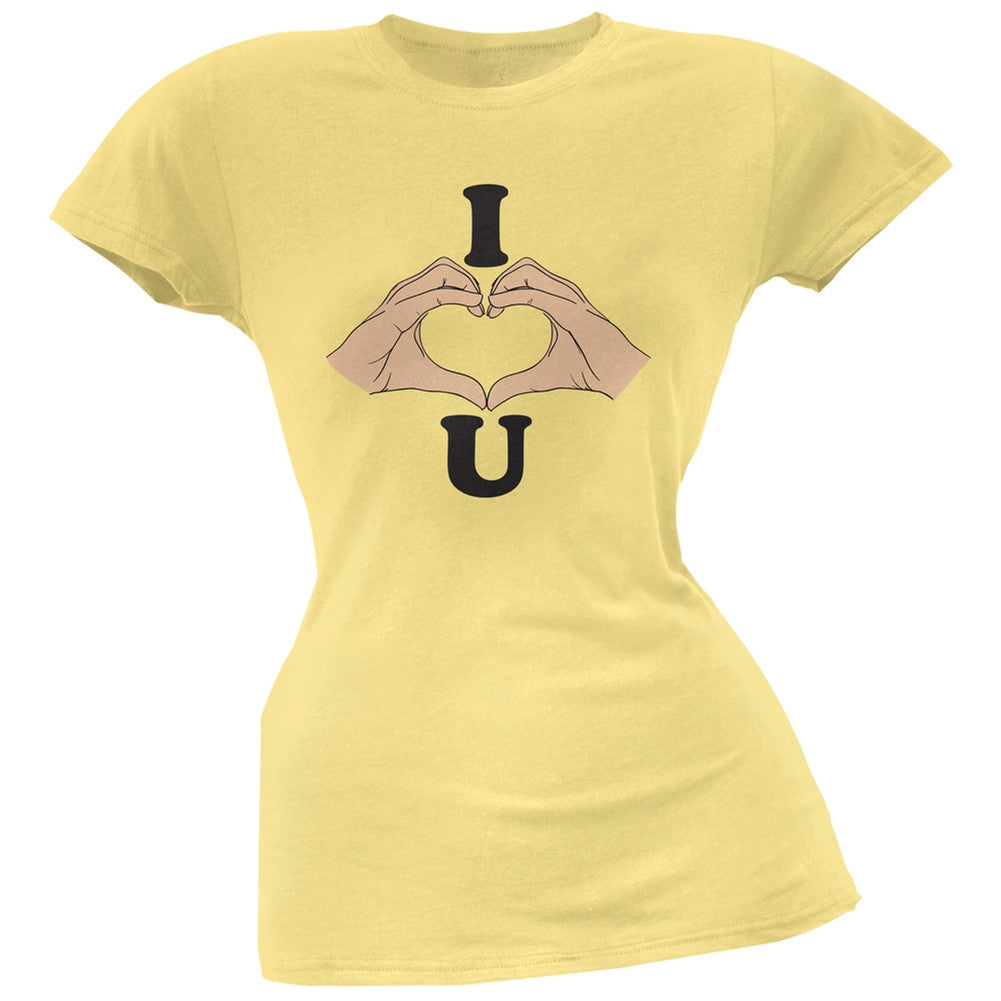 I Love You Hands Yellow Soft Juniors T-Shirt Juniors T-Shirts Old Glory LG Yellow 