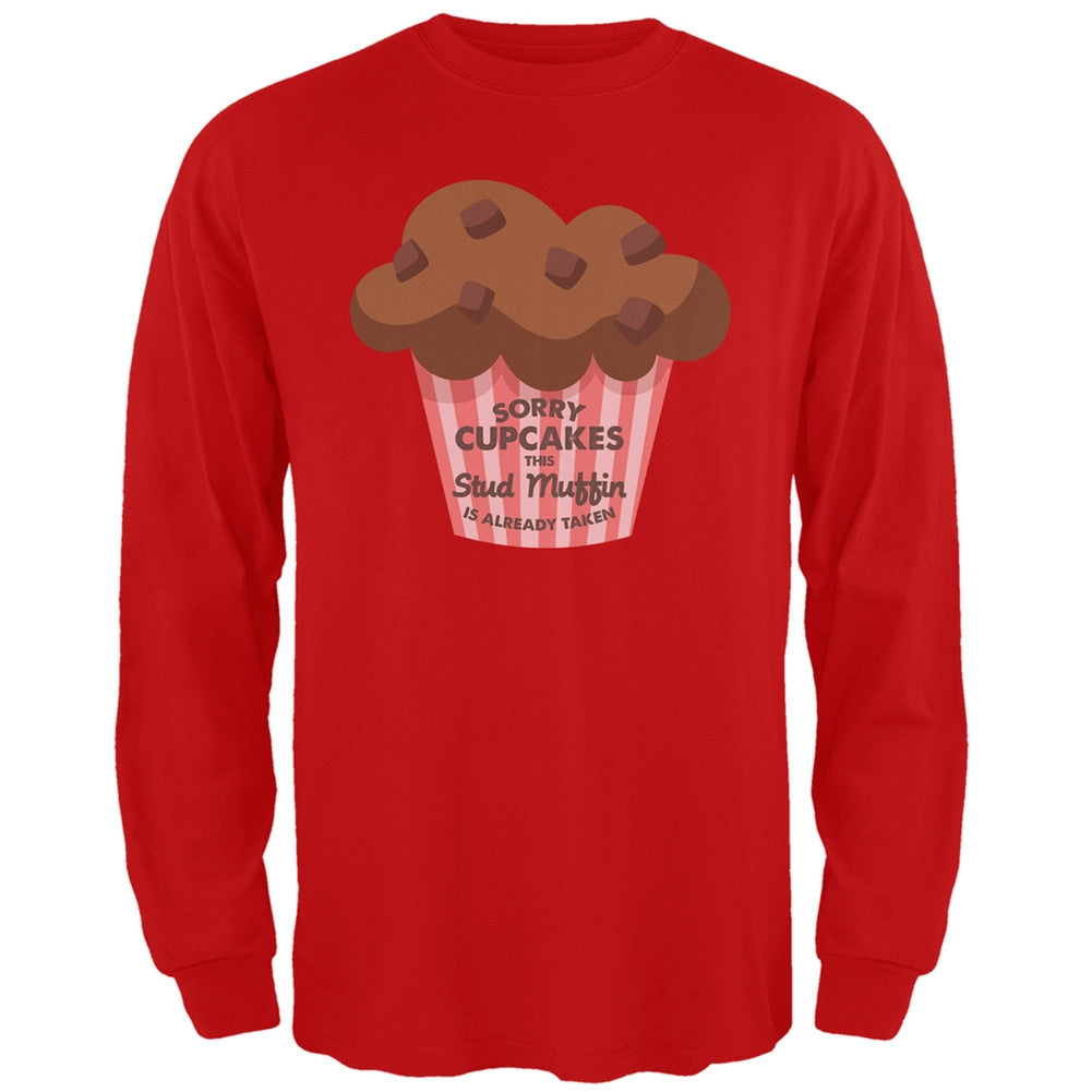 Valentine's Day Sorry Cupcakes Red Adult Long Sleeve T-Shirt Men's Long Sleeves Old Glory 2XL Red 