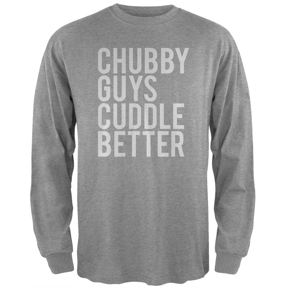 Chubby Guys Cuddle Better Heather Grey Adult Long Sleeve T-Shirt Men's Long Sleeves Old Glory 2XL Grey 