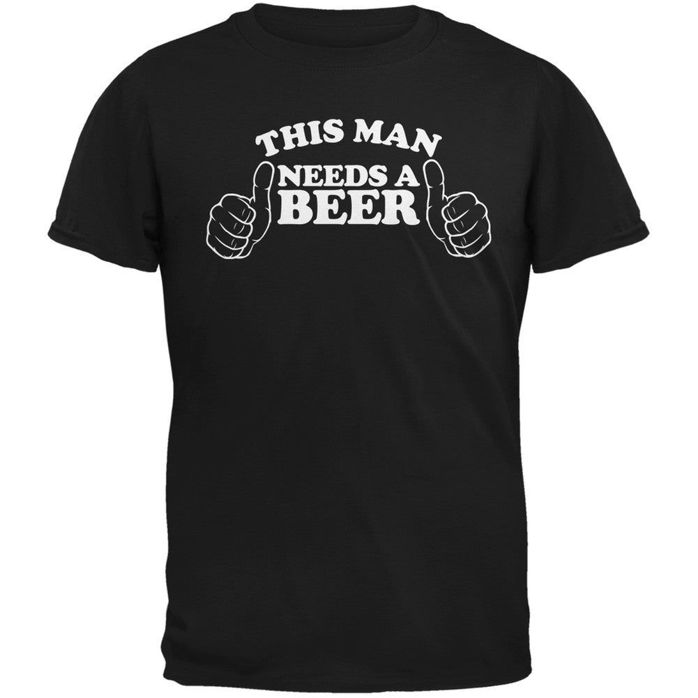 St. Patricks Day - This Man Needs a Beer Black Adult T-Shirt Men's T-Shirts Old Glory 2XL Black 