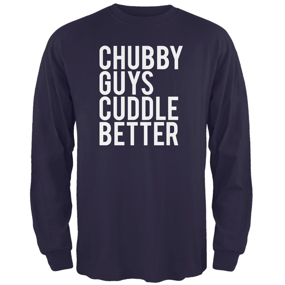 Chubby Guys Cuddle Better Navy Adult Long Sleeve T-Shirt Men's Long Sleeves Old Glory 2XL Blue 