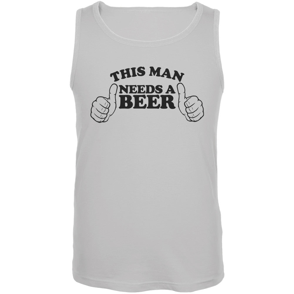 St. Patricks Day - This Man Needs a Beer White Adult Tank Top Men's Tank Tops Old Glory 2XL White 