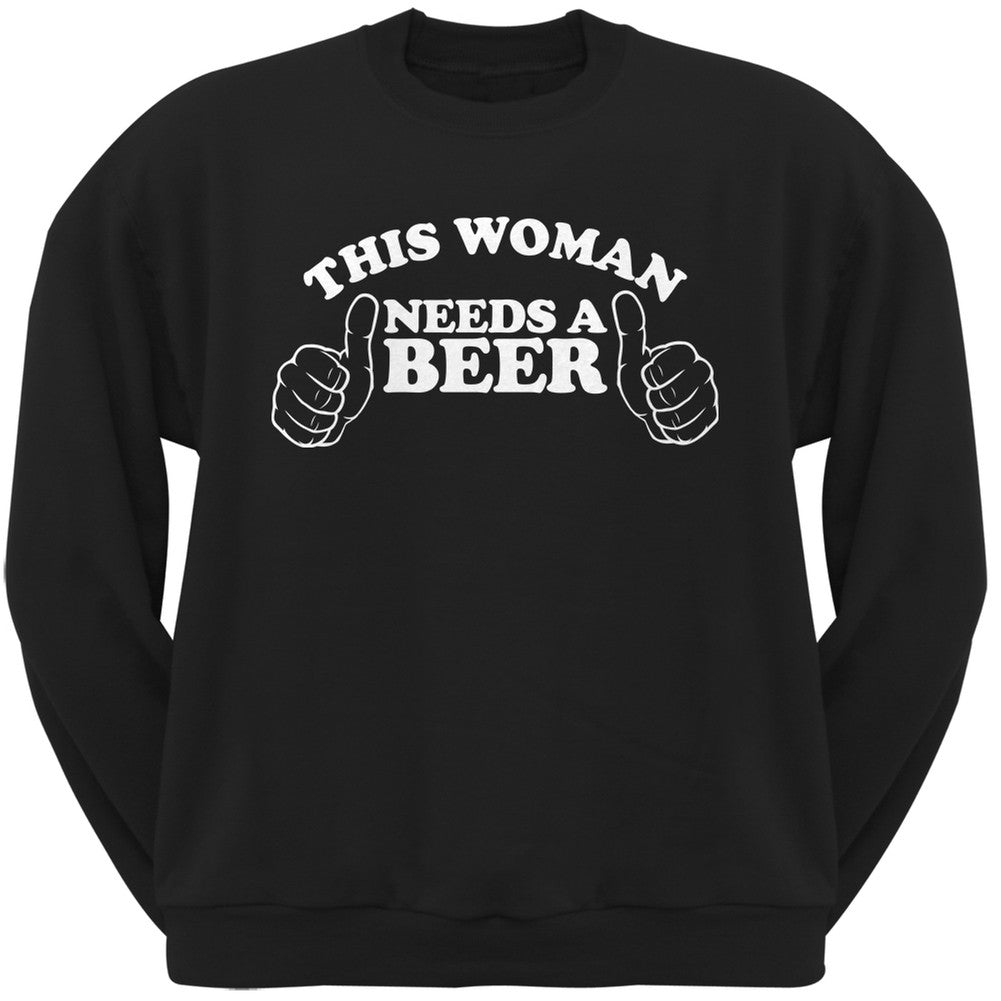 St. Patricks Day - This Woman Needs a Beer Black Adult Crew Neck Sweatshirt Men's Sweatshirts Old Glory 2XL Black 