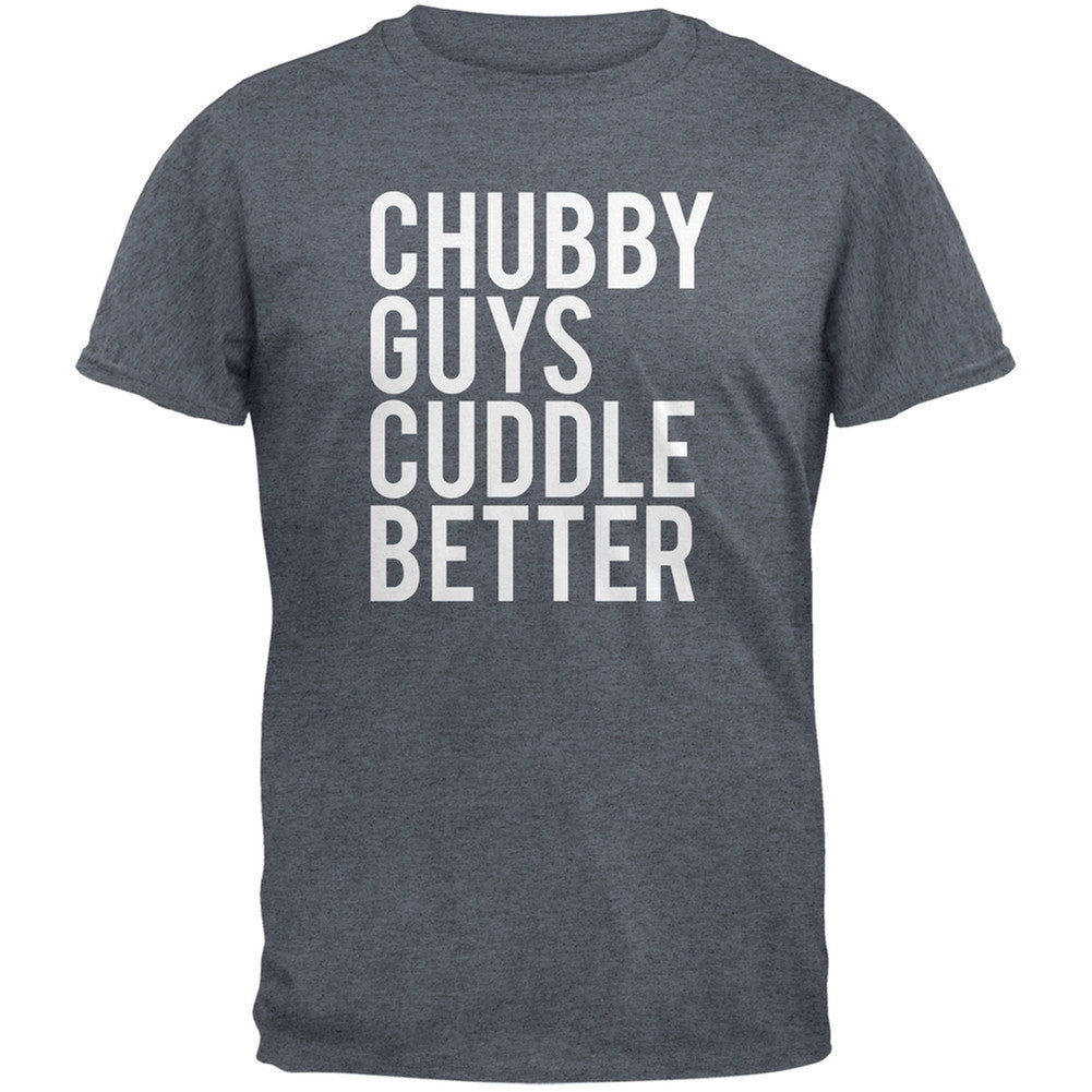 Chubby Guys Cuddle Better Dark Heather Grey Adult T-Shirt Men's T-Shirts Old Glory 2XL Grey 