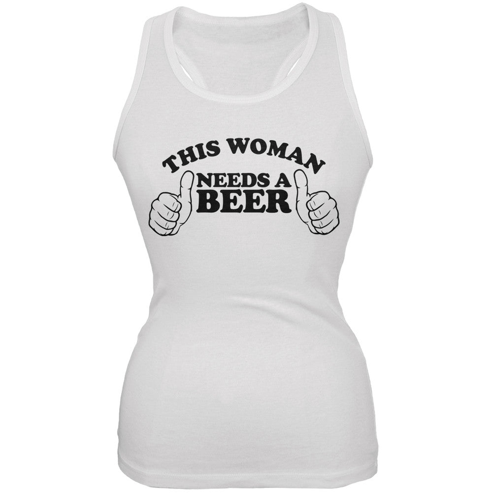 St. Patricks Day - This Woman Needs a Beer White Soft Juniors Tank Juniors Tank Tops Old Glory 2XL White 