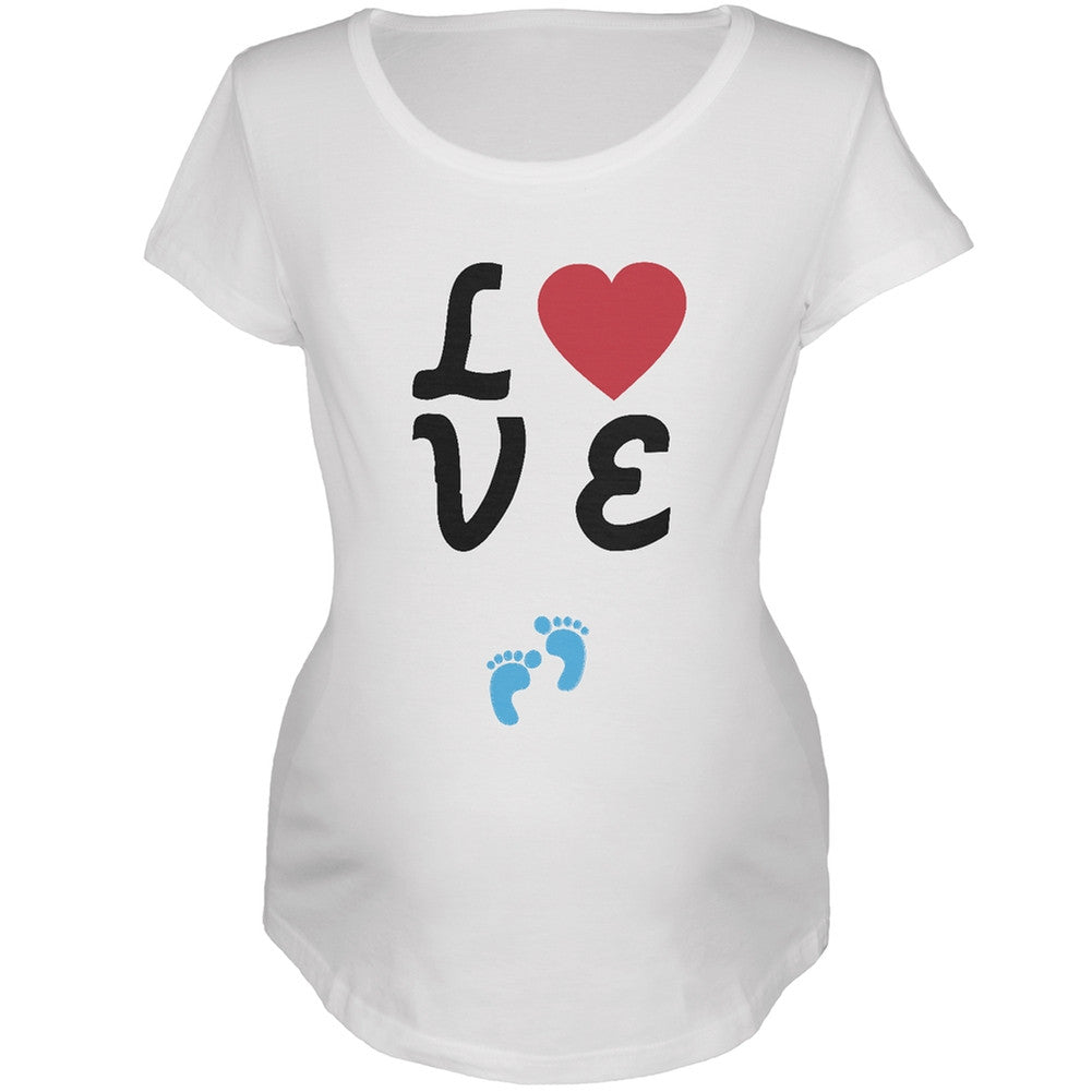 Valentine's Day Love Baby Blue Feet Womens Soft Maternity T-Shirt Maternity T-Shirts Old Glory 2XL White 