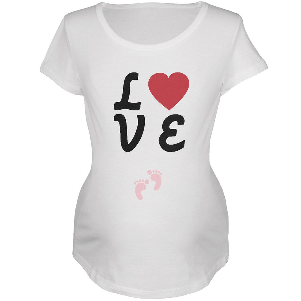 Valentine's Day Love Baby Pink Feet Womens Soft Maternity T-Shirt Maternity T-Shirts Old Glory 2XL White 