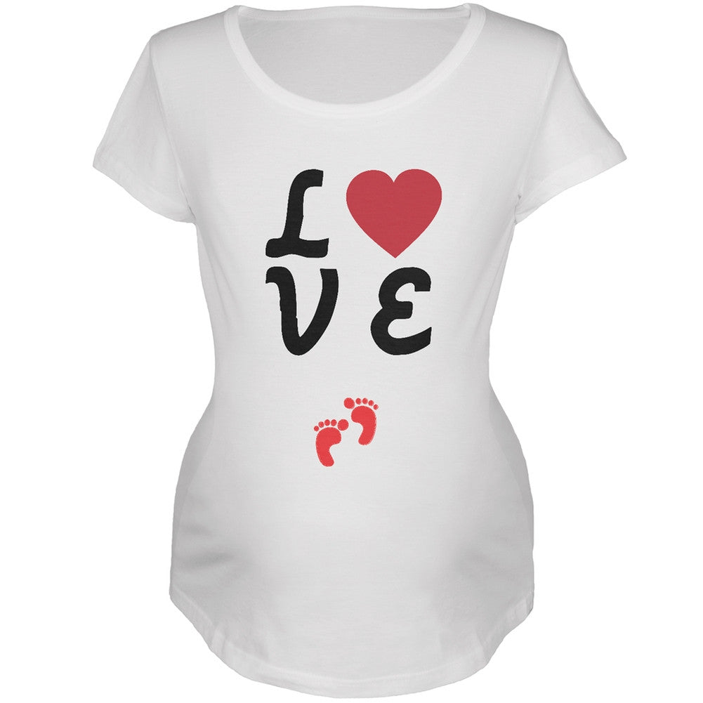 Valentine's Day Love Baby Red Feet Womens Soft Maternity T-Shirt Maternity T-Shirts Old Glory 2XL White 