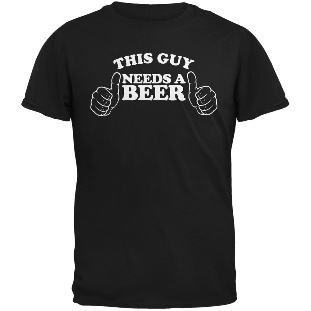 St. Patricks Day - This Guy Needs a Beer Black Adult T-Shirt Men's T-Shirts Old Glory 2XL Black 