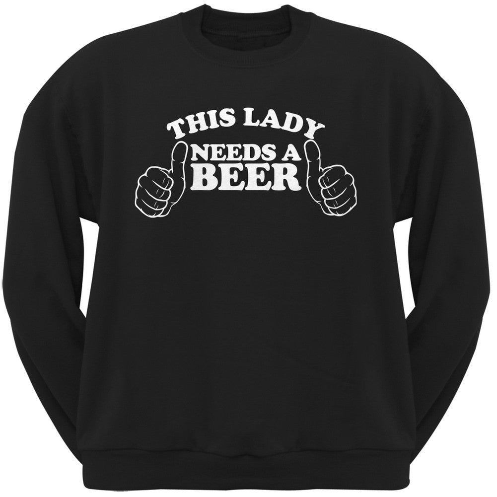 St. Patricks Day - This Lady Needs a Beer Black Adult Crew Neck Sweatshirt Men's Sweatshirts Old Glory 2XL Black 