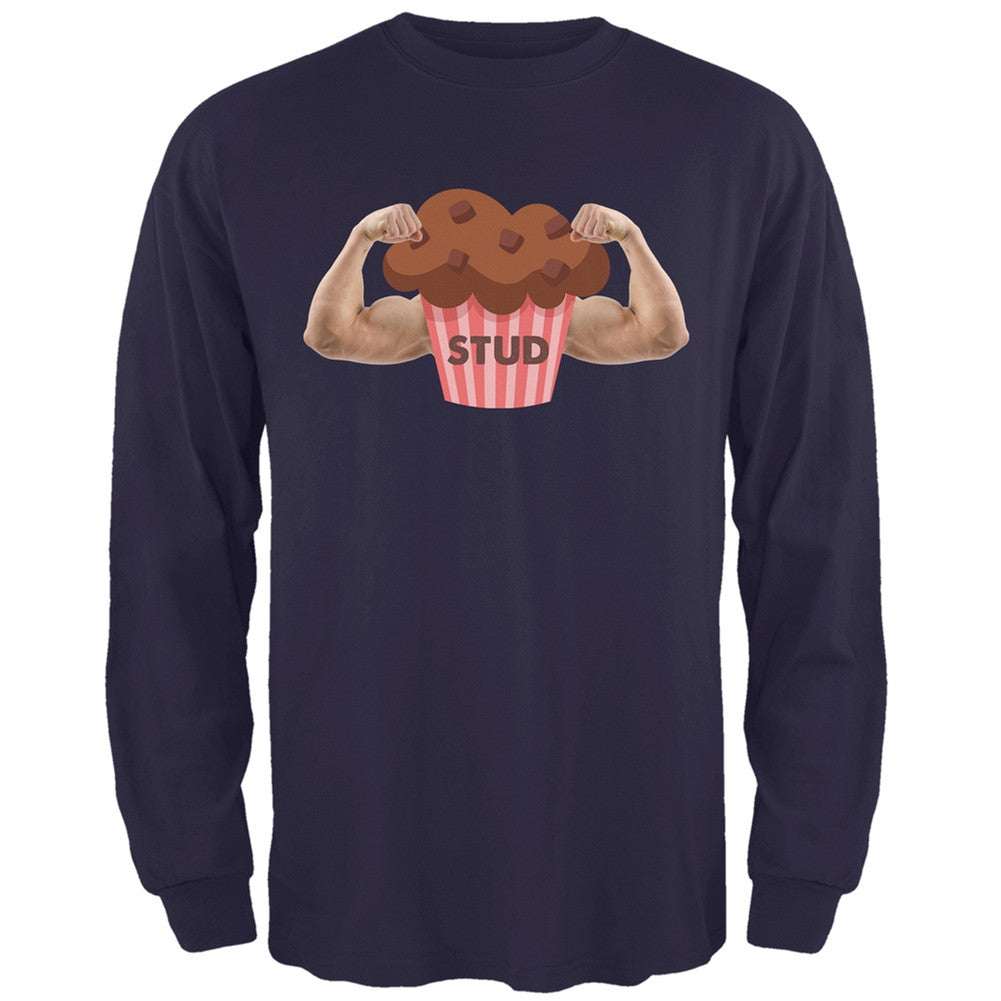 Stud Muffin Double Bicep Navy Adult Long Sleeve T-Shirt Men's Long Sleeves Old Glory 2XL Blue 