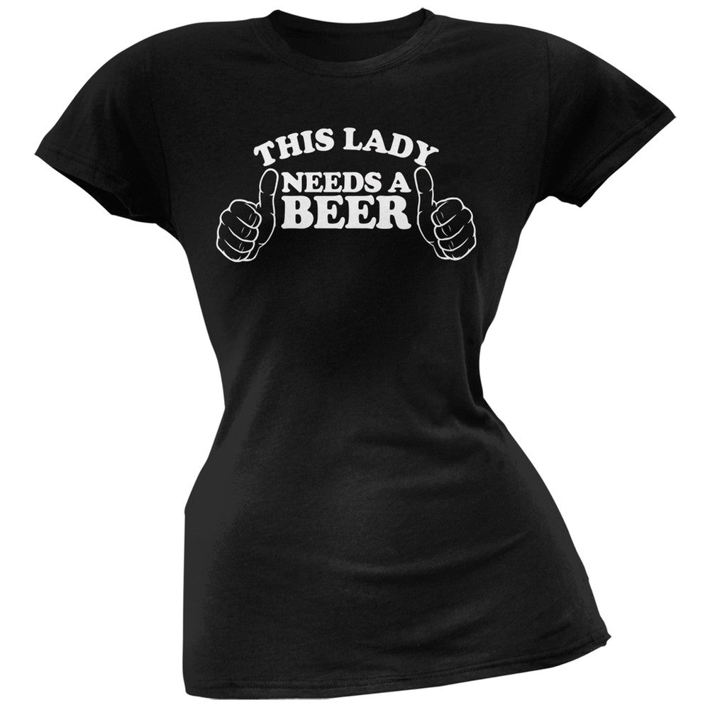 St. Patricks Day - This Lady Needs a Beer Black Soft Juniors T-Shirt Juniors T-Shirts Old Glory 2XL Black 