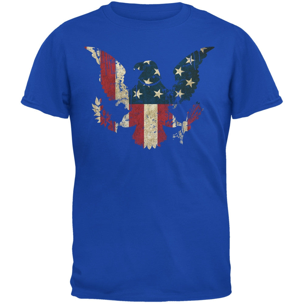 Eagle Distressed Flag Royal Adult T-Shirt Men's T-Shirts Old Glory 2XL Blue 