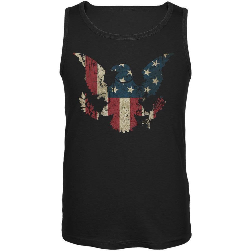 Eagle Distressed Flag Black Adult Tank Top Men's Tank Tops Old Glory 2XL Black 