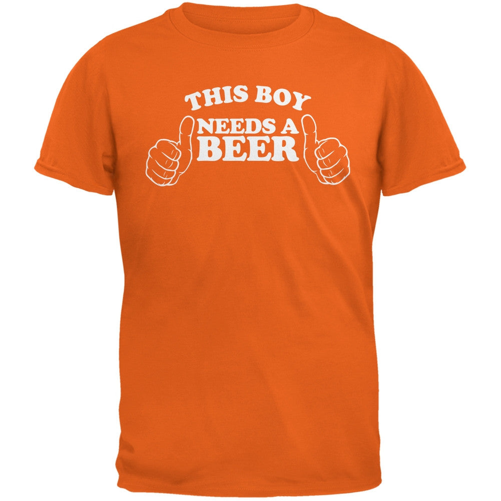 St. Patricks Day - This Boy Needs a Beer Orange Adult T-Shirt Men's T-Shirts Old Glory 2XL Orange 