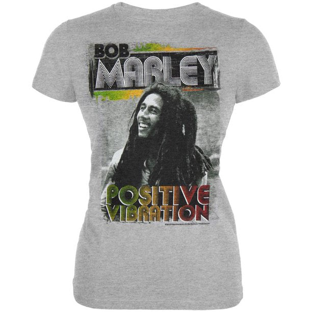 Bob Marley - Positive Vibrations Juniors T-Shirt Juniors T-Shirts Bob Marley   